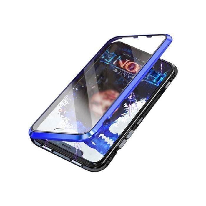 MOR Magnetic Double-Sided Tempered Glass Case Black Blue for Samsung Galaxy S8 Plus