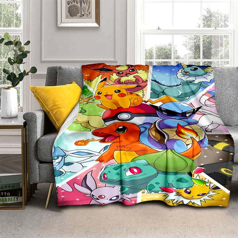 This New 2026 Pokémon Cartoon Blanket Is Warm, Soft, and Suitable for All Seasons, Perfect for Home, Travel, and Picnics.