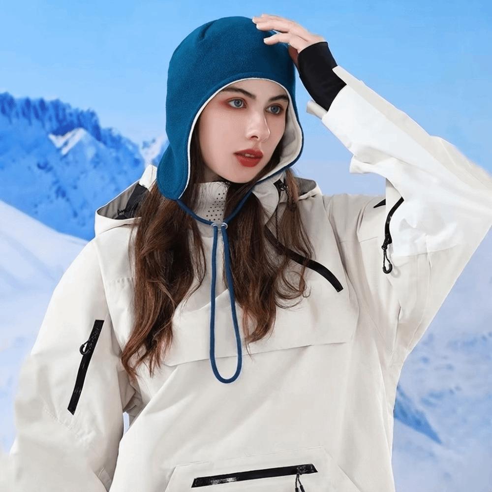 Windproof Ear Protection Cap Drawstring Fleece Hat Soft Ear Flap Hat Women