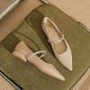 29810 [sheepskin] Thick-heeled Flat Shoes for Women's 2025 New Pointed Rhinestones with Mary Jane Single Shoes