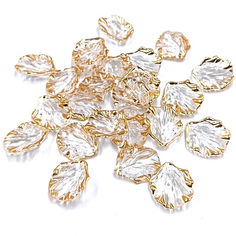 Rose Fan Loose Beads 10/20pcs Fashion Handmade Materials Leaf Loose Beads DIY Jewelry Accessories AB Color Gilded Edge Jewelry