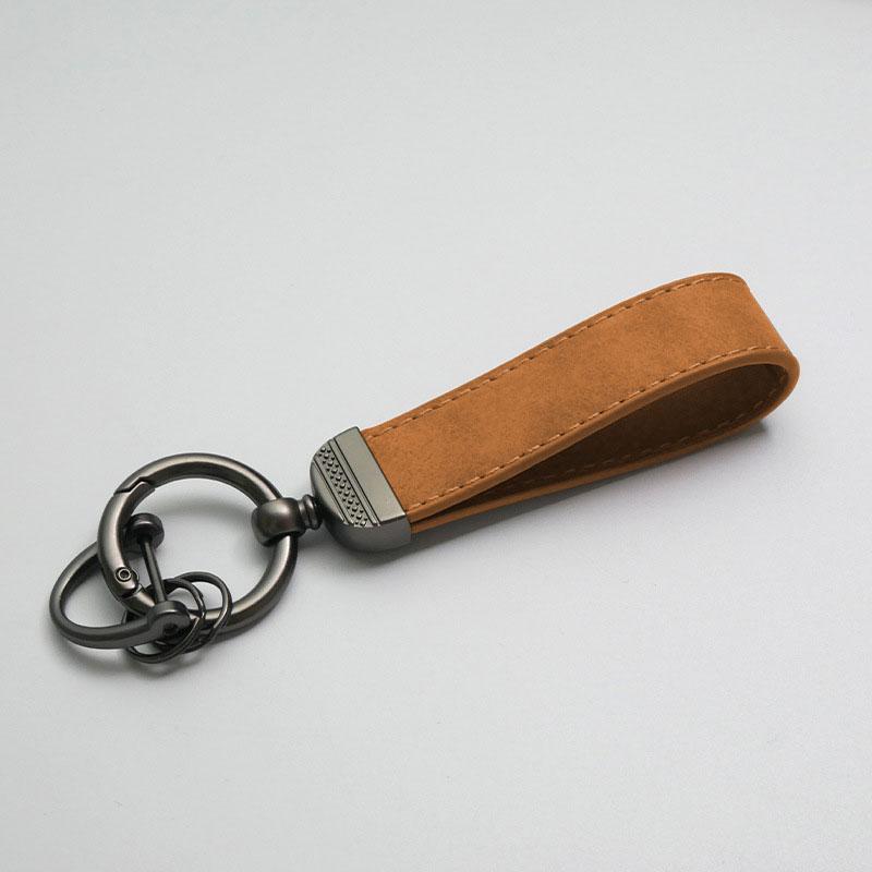 1PC Bag Pendants Leather Car Key Rings Leather Keychain Pure Color Buckle Cars Key Ring Gifts