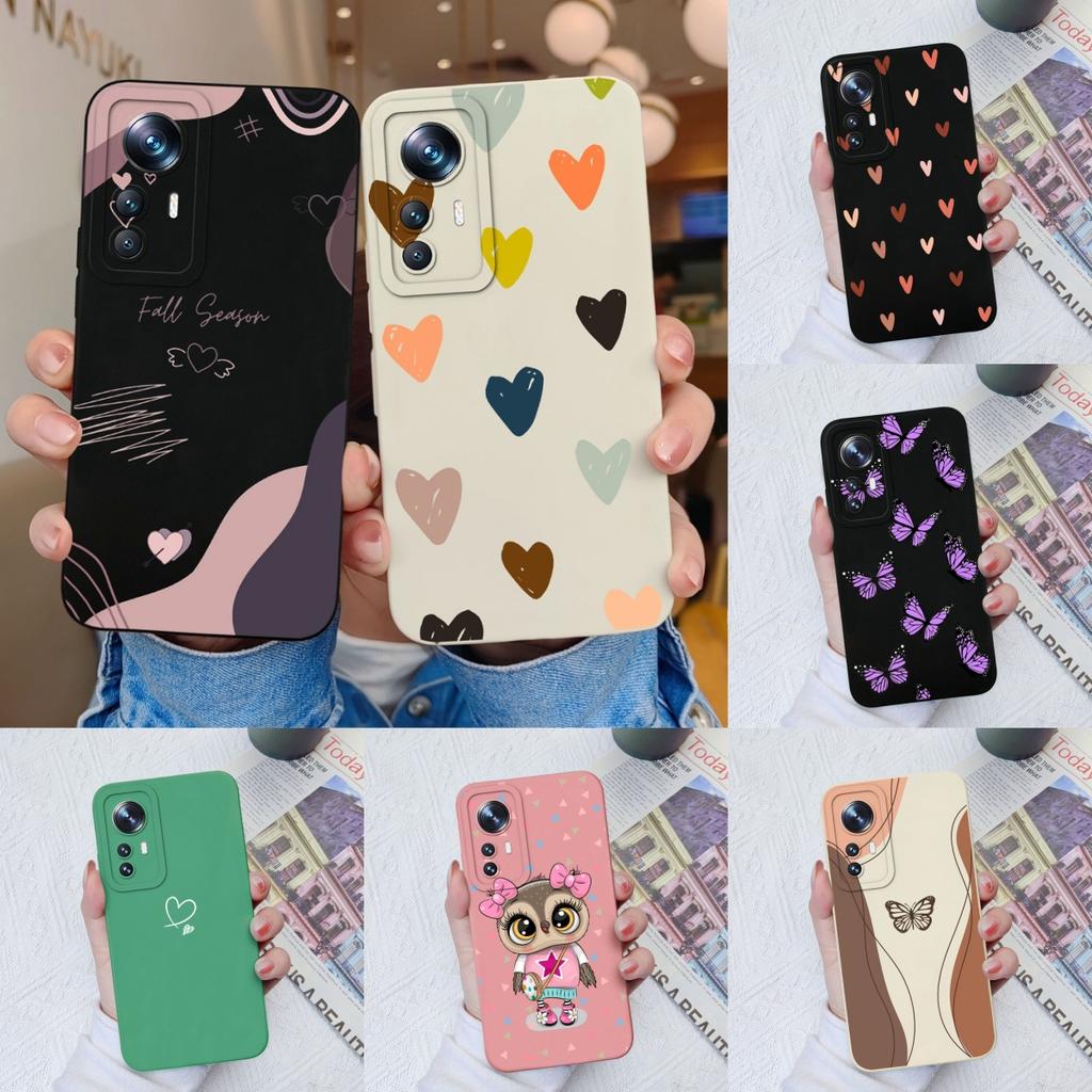 For Xiaomi 12 Pro Lite Ultra Phone Cases Butterfly Cat Heart Liquid Silicone Camera Protection Shell Cover For Xiaomi12 Bumper