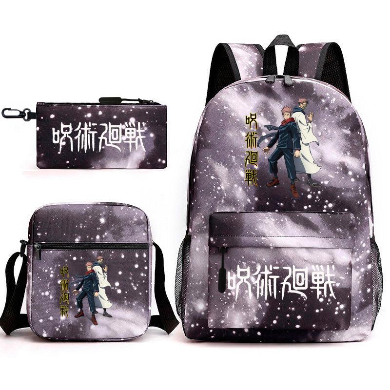 Teen Animation Backpack Elementary School Student Fashion School Bag Three-piece Set