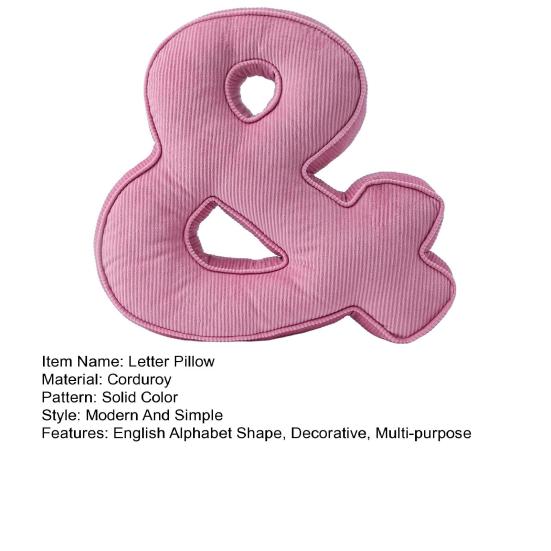 Розовая вельветовая подушка-буква от A до Z, английский алфавит, декоративная подушка для дивана, спальни, гостиной