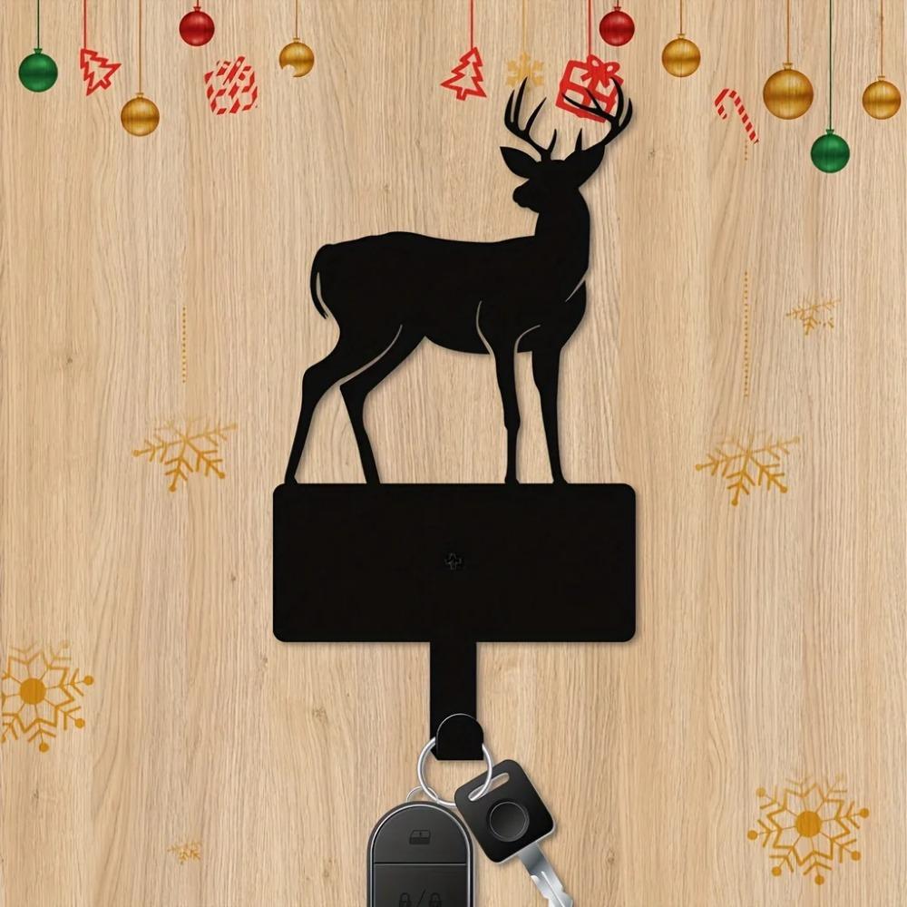 1 шт. Металлический держатель для ключей в виде рождественского оленя - настенный для рождественского декора, полотенец для ванной и улучшения обстановки