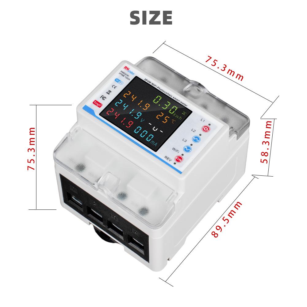 Умный трехфазный WiFi автоматический выключатель Tuya с 4P, цветным экраном, удаленным мобильным управлением и защитой от утечки