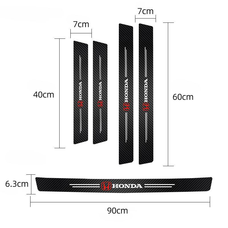 TQDX8 Honda Car Threshold Strip Anti Stepping Leather Protective Sticker For Honda civic accord fit jazz pilot CRV odyssey passport