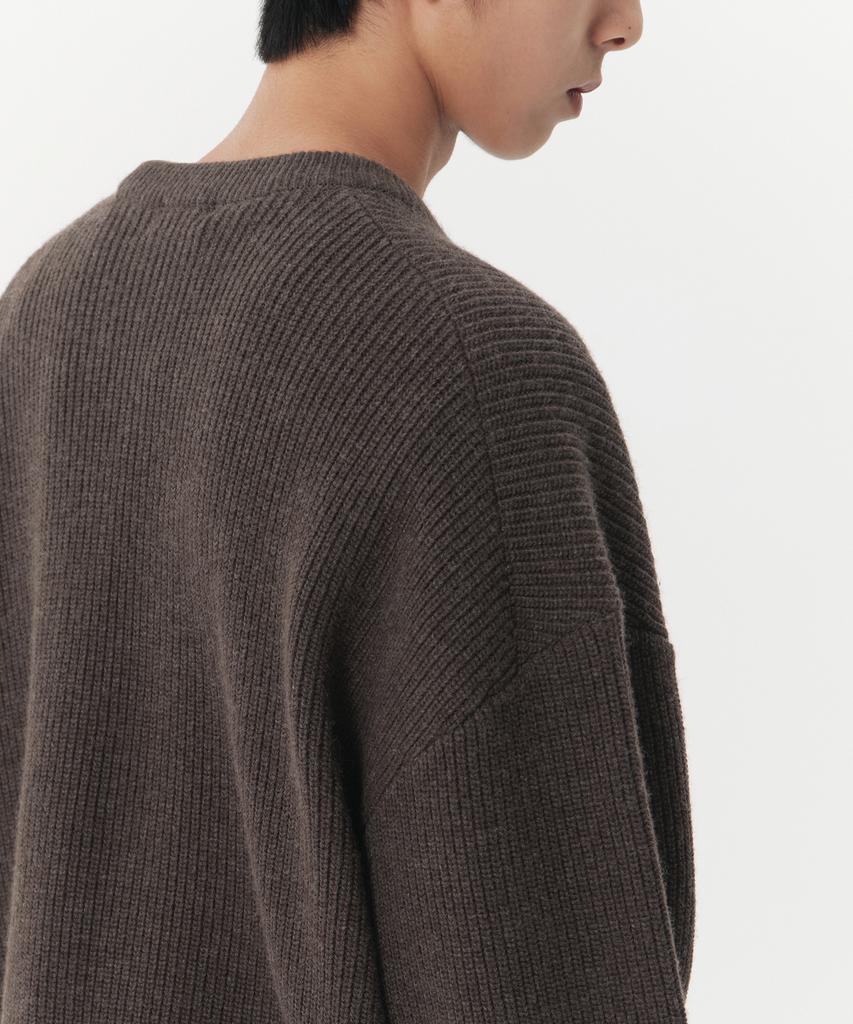 MUSINSA STANDARD Oversized Ribbed Crew Neck Knit [Heather Brown]