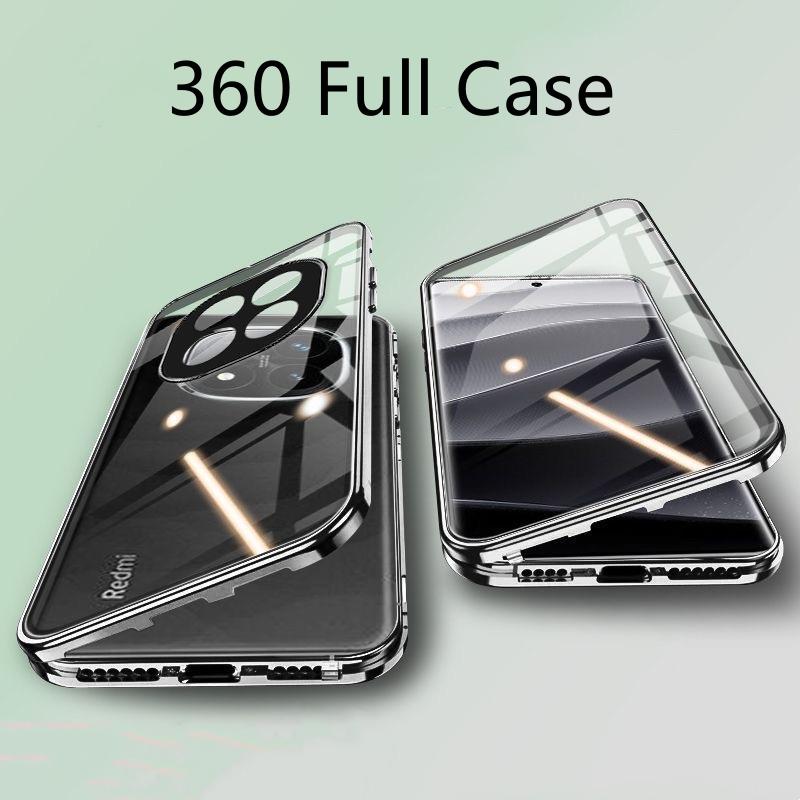 360 Double Sided Glass Phone Case For Xiaomi Redmi Note 14 Pro 5G Metal Magnetic Lens Protector For Mi POCO X7 Pro Cover Coque