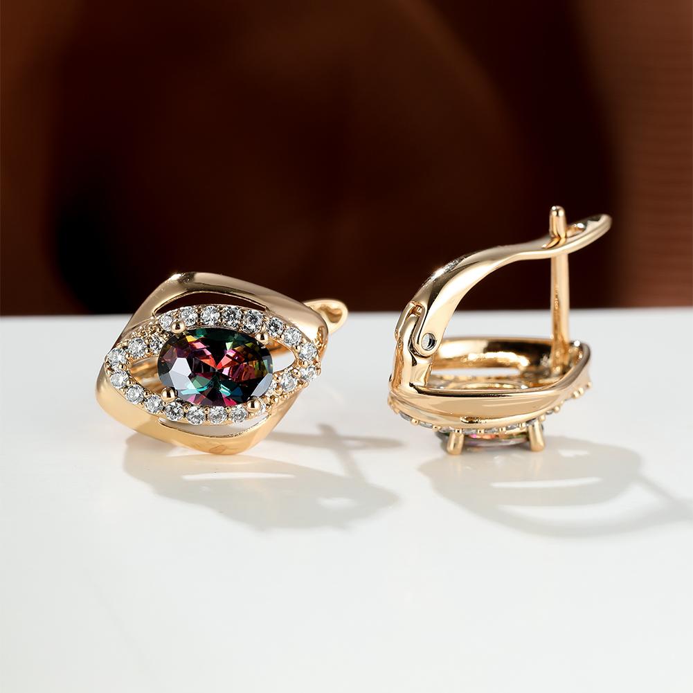 Mystic Oval Cut Rainbow Stone Marquise Design Earrings Horse Eye Love Dangle Earrings Bride Band Engagement Jewelry