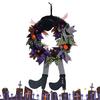 Halloween Black Wreath with Hat Witches Legs Pumpkin Long Legged Wicked Witch Wreath Front Door Garlands for Party Decor