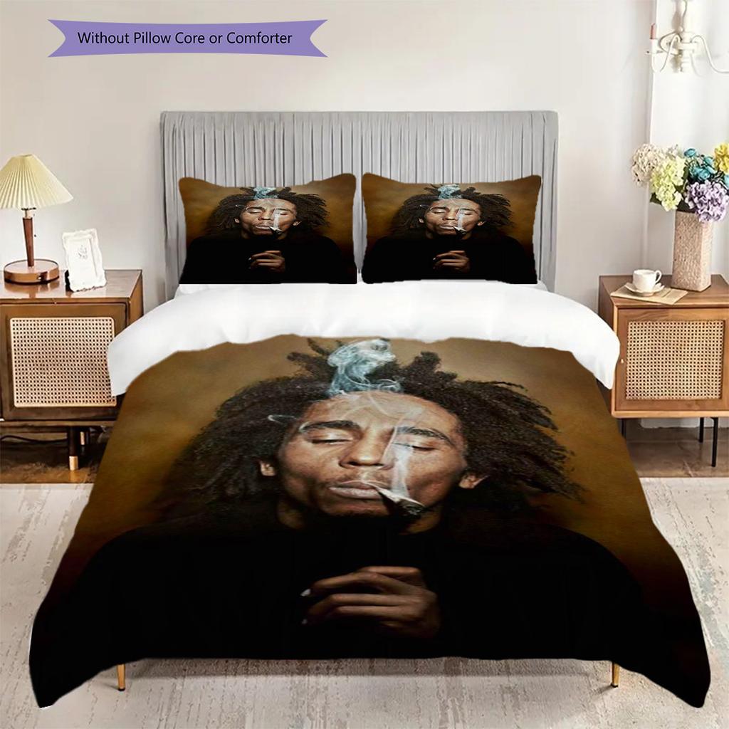 Bob Marley Art Set Bedding 1 Duvet Cover 2 Pillowcase Without Core Bedding Set Christmas Birthday Gift Soft And Comfortable