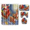 Christmas Bathroom Shower Curtain Four-Piece Combination Floor Mat Bathroom Water Absorbent Non-Slip Door Mat Bedroom Carpet
