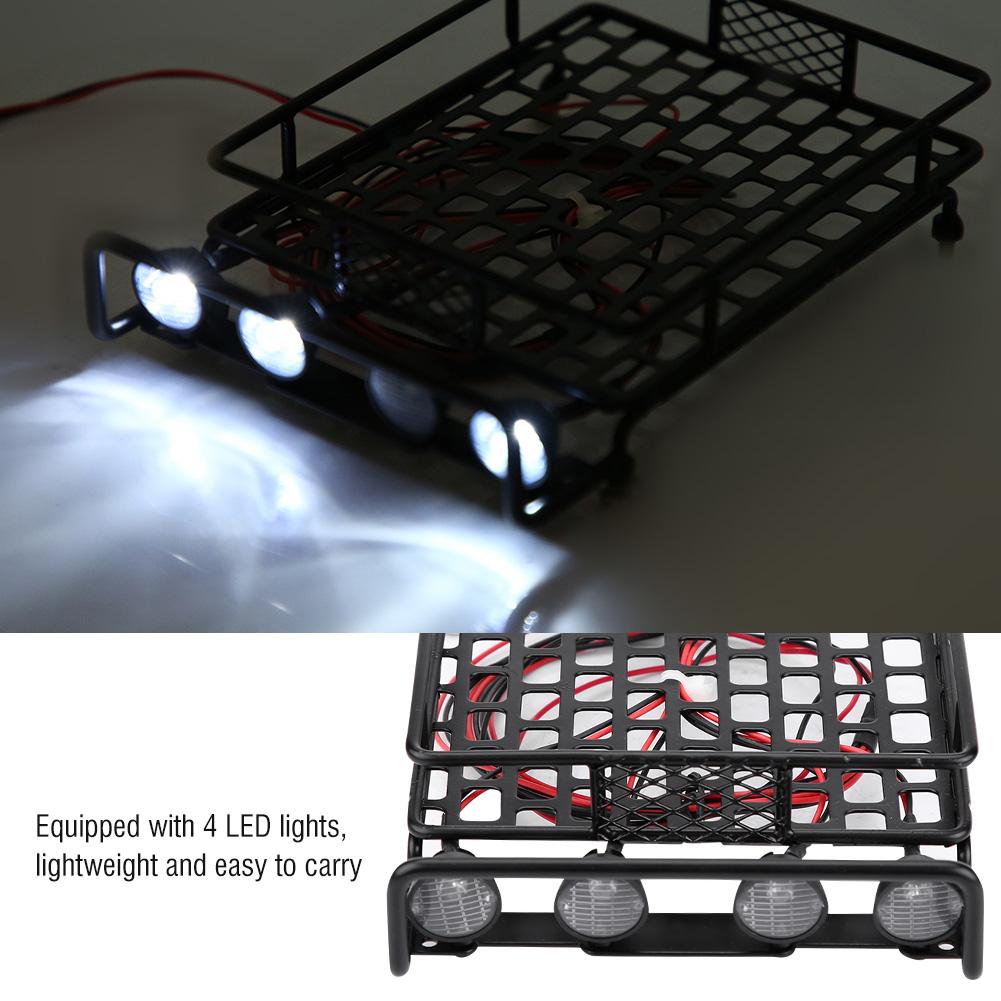 Багажник на крышу большого размера с LED-подсветкой, круглый, для SCX10 1 10 RC-машины (4 Белый)