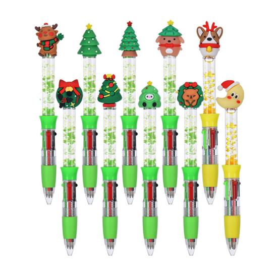 Christmas Theme Multicolored Pen 0.5MM Smooth Writing Retractable Ballpoint Pen for Student Artist Christmas Stocking Fillers Office Supplies