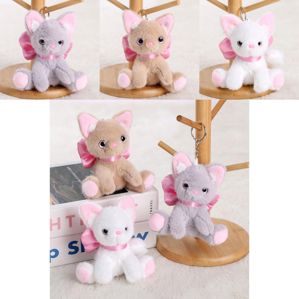 Stuffed Cat Keychain With Pp Cotton Filling For Backpack And Gift
