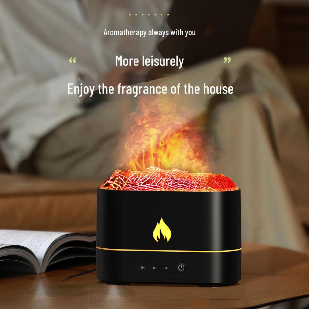 Color Flame Aromatherapy Humidifier Night Light - Volcano Design