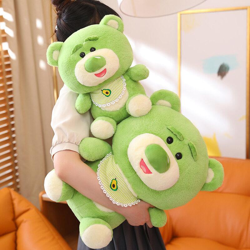 Cute Green Strawberry Bear Stuffed Animal Plush Toy Avocado Apron for Children's Gift