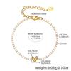 Ins 18K Gold Plated Stainless Steel  Initial Letter Tennis  Bracelet for  Women Waterproof