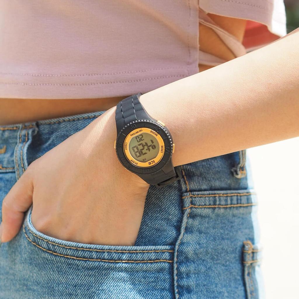 Authorized Distributor Ice Watch Digital Ladies 021607 Ice Digit Black Gold Small [Ice Watch]