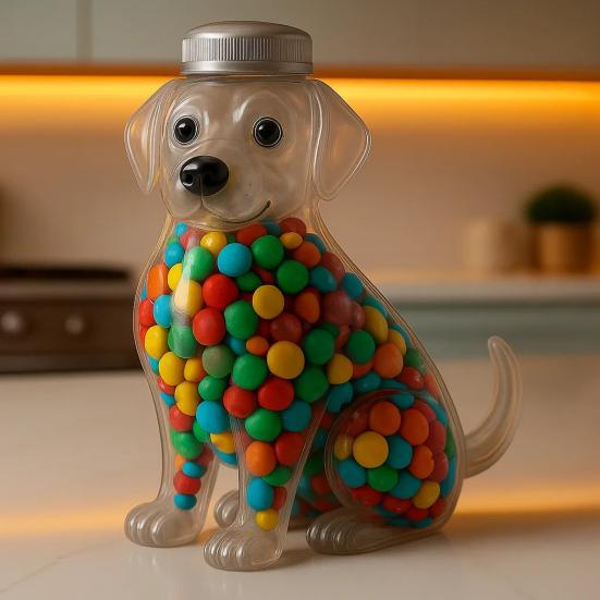 Конфетница в форме животного Герметичная банка для хранения с крышкой Милый прозрачный дизайн кошки и собаки Банка для закусок для кухонной столешницы шкафа