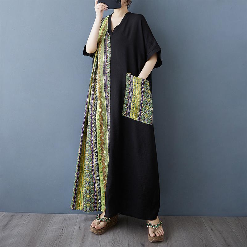 DIMANAF New Women 2025 Plus Size Summer Long Casual Dress Loose Linen Vintage Basic Maxi Dress 9846
