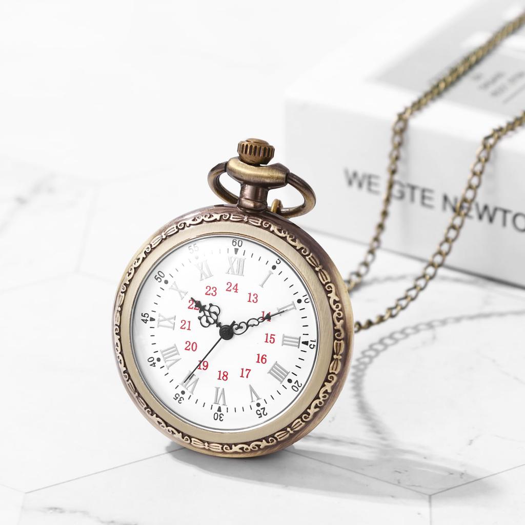 Романские Аналоговые Антикварные Карманные Ретро Бронзовые Часы-Подвеска с Брелоком для Ключей и Цепочкой-Ожерельем Идеальный Подарок для и Рождества Мужские Часы - Дни рождения,