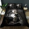 Skull Duvet Cover Golden Crown Bedding Set,3D Printed Halloween Skull With Two Beauty Quilt Cover Set,Crown Comforter Cover