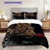 Постельное белье с леопардовым принтом Комплект одеял Покрывало Наволочка Домашний Декор Подарок на День Рождения (1 пододеяльник + 2 наволочки, без наполнителя)