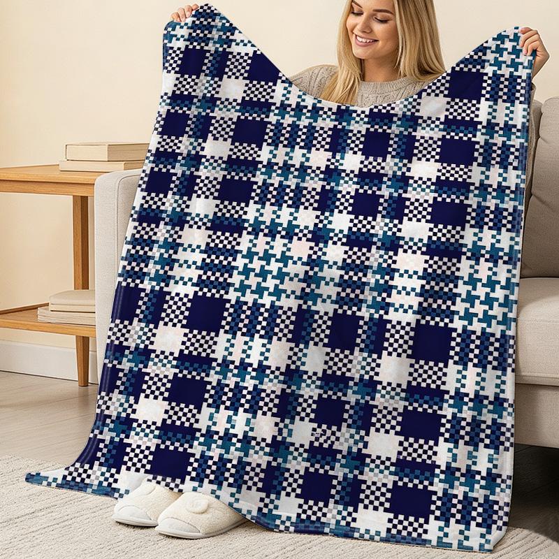Soft Plaid Flannel Blanket Non-Pilling Warm Fleece Blanket for Home, Office Naps & Festive Occasions
