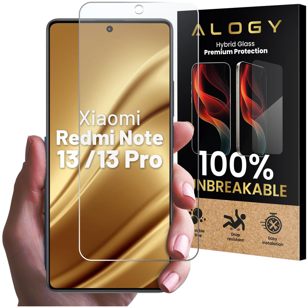 Shatterproof Hybrid Glass For Xiaomi Redmi Note 13 / Note 13 Pro Screen Protector Alogy Flexi Glass 9H Case Friendly Flat Screen Protector