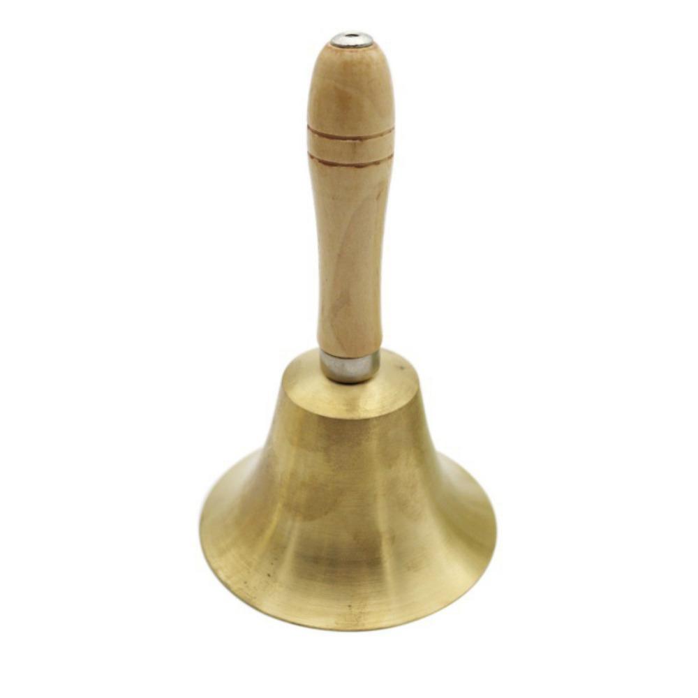 Multi-Purpose Solid Brass Call Bell Wooden Handle Brass Ringing Handbells  Animal Training