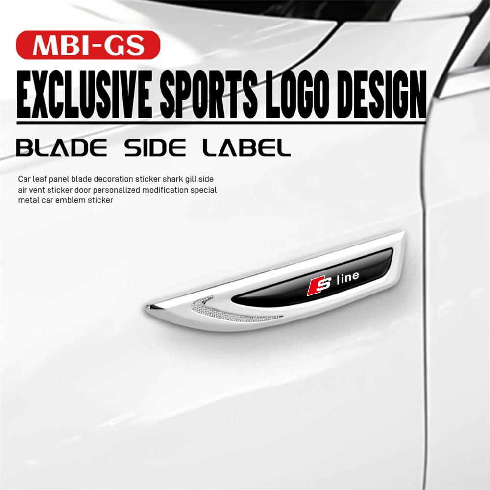 3D Metal Car Side Fender Emblem Stickers Auto Badge Center CoverFor Q5 Sline Quattro RS A1 A2 A3 A4 A5 A7 A8 Q1 Q2 Q3 Q4 Q7 Q8