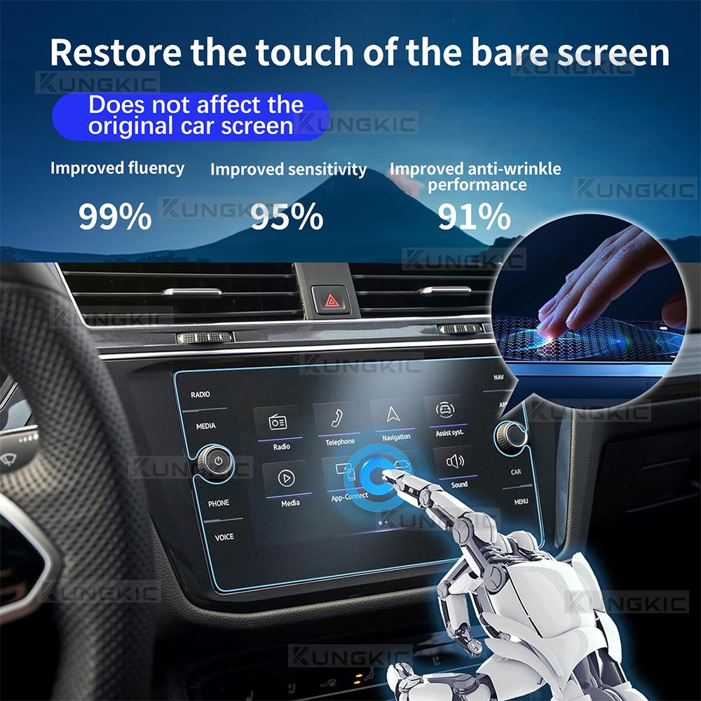 Внутренняя наклейка Защитная пленка на экран для Volkswagen Tiguan 2019-2024 8 дюймов HD Clear Закаленное стекло Пленка для GPS-навигации