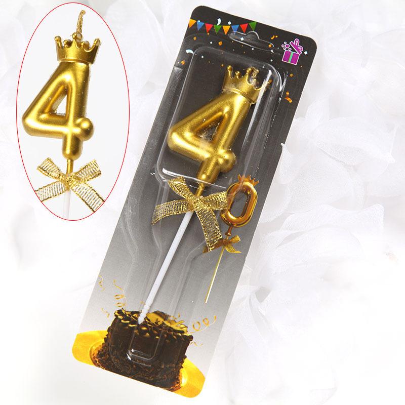 Свечи для торта на день рождения с цифрами от 0 до 9 Свечи в виде золотой короны Украшения для десерта Торт на день рождения Цифровые свечи Аксессуары