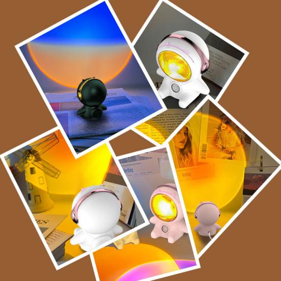 Светодиодный светильник заката, креативная форма, создающая атмосферу, 2000 К, практичный светильник-проектор в форме космонавта, аксессуары для вечеринок