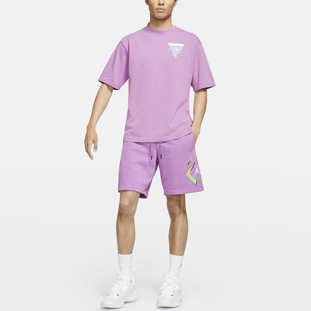 Air Jordan Flight Essentials Washed Print Round Neck Short Sleeve T-Shirt Men Tops Purple CZ8064-591
