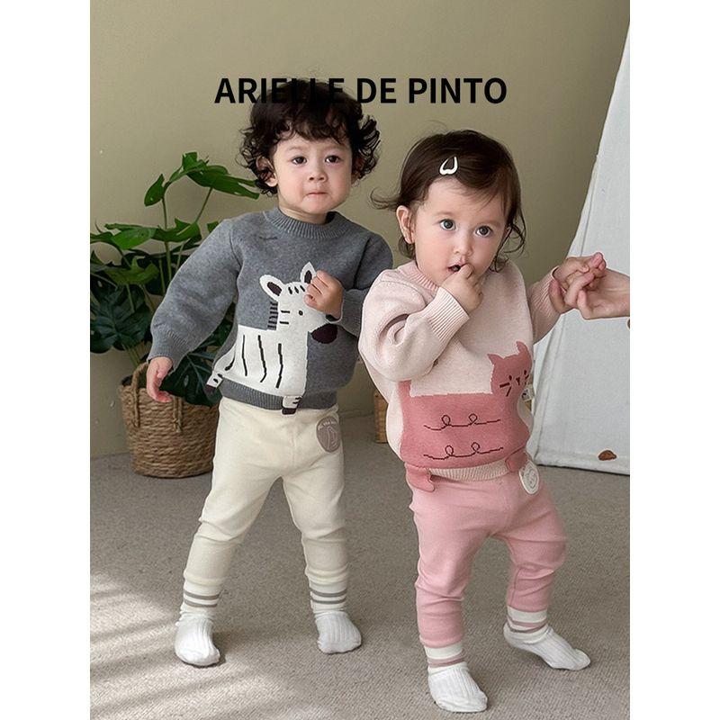 French Arielle De Pinto Knitted Sweater for Boys and Girls, Autumn and Winter Style, Korean Version, Pony Pullover, Core Yarn Jacquard