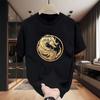 2025 Men's Solid Color Dragon Printing Casual Men's Versatile Crew Neck T-Shirt Large Size Loose Cotton Sports Short Sleeves