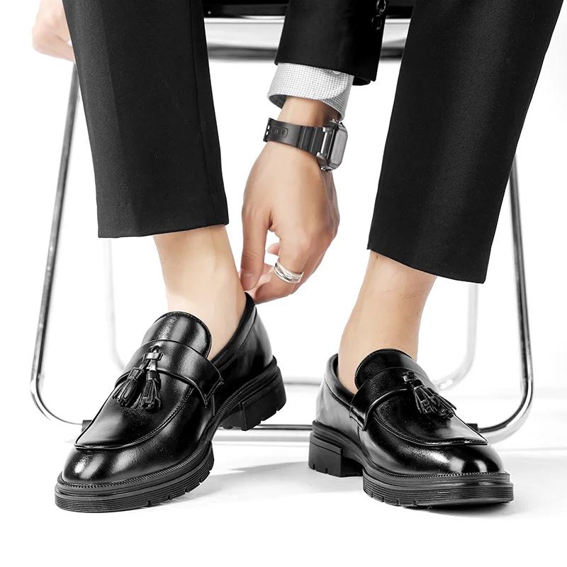 Осенняя мужская обувь, модные кожаные мужские туфли, роскошные мужские деловые туфли с кисточками, классические мужские туфли для джентльмена