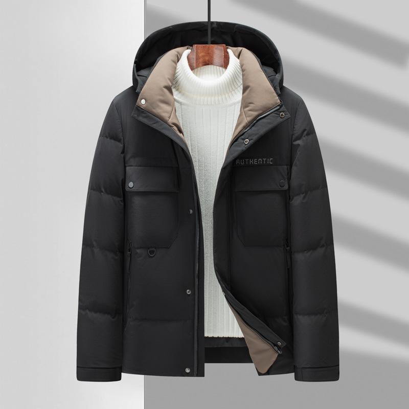 Men's Down Jacket Winter Business Casual Hooded Thick Outdoor Tooling Down Jacket Men's Jacket