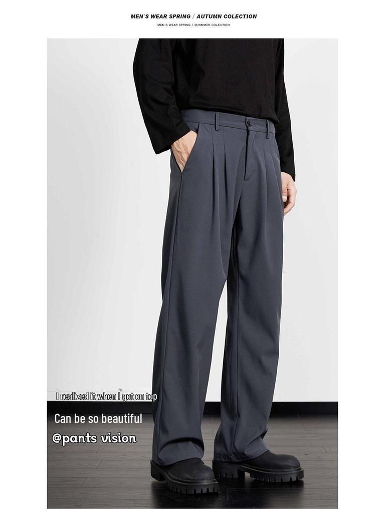 Мужские брюки широкого кроя в корейском стиле высокого класса — не мнется, свободный, прямой и повседневный крой