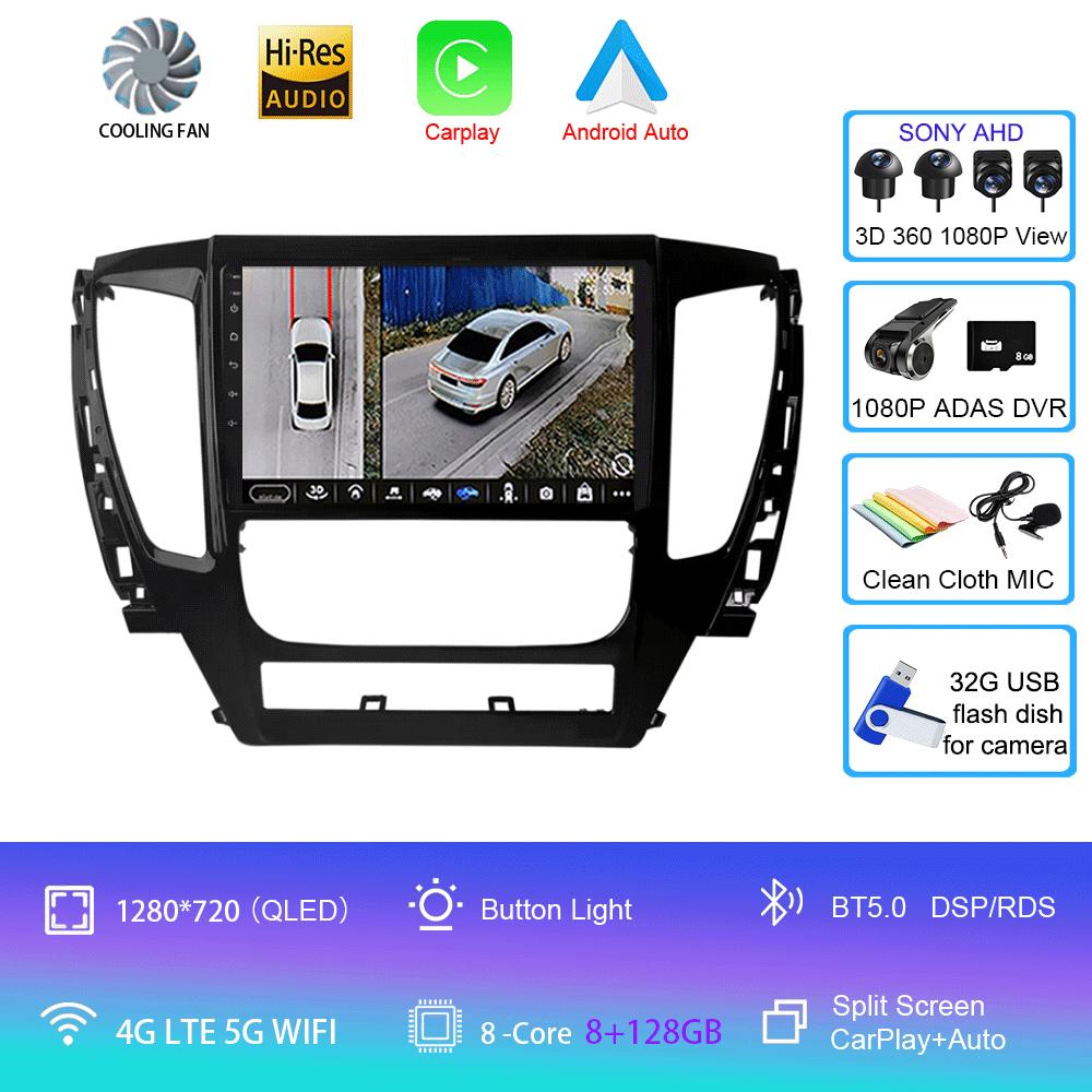 Для Mitsubishi Pajero Montero Sport 3 2015-2021 Автомобильный мультимедийный радиоприемник GPS DPS IPS CarPlay 360 Панорамный оптический Android 14