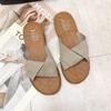 Cross Slippers Women's Summer Outer Wear 2025 New Fashion Outer Wear Beach Slippers Flat Bottom Internet Celebrity Cross Cool Slippers Women