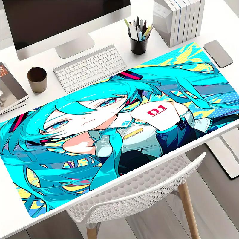 Премиум-коврик для мыши Hatsune Miku, противоскользящий, с прошитыми краями, прочный резиновый материал, для рабочего стола и игр, отличный подарок