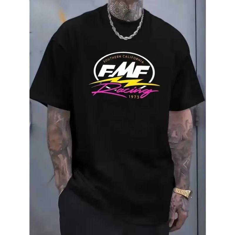 Мужская футболка FMF Racing Southern California Винтаж 1984, европейский размер - Свободный крой, круглый вырез, короткий рукав, с ретро-дизайном гонок