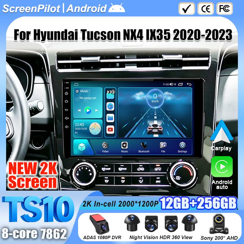 Android 16 For Hyundai Tucson NX4 IX35 2020 - 2023 Car Radio Stereo Head Unit Multimedia Video Player GPS Navigation 2K QLED RDS