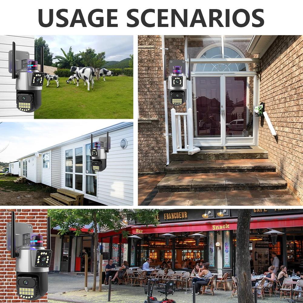 LS VISION IP-камера EU 8MP 4K, уличная Wi-Fi PTZ, двойной объектив, двойной экран, автоматическое отслеживание, водонепроницаемая система видеонаблюдения, полицейская световая сигнализация, CCTV