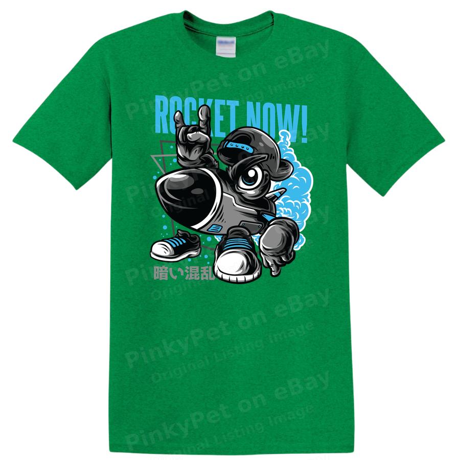 Rocket Now Funny Cartoon Rocket T Shirt Graphic Tee for Kids and Adults